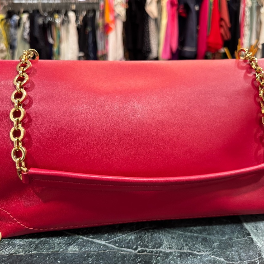 Salvatore Ferragamo Red Shoulder Bag with Gold Hardware - Picture 7 of 7